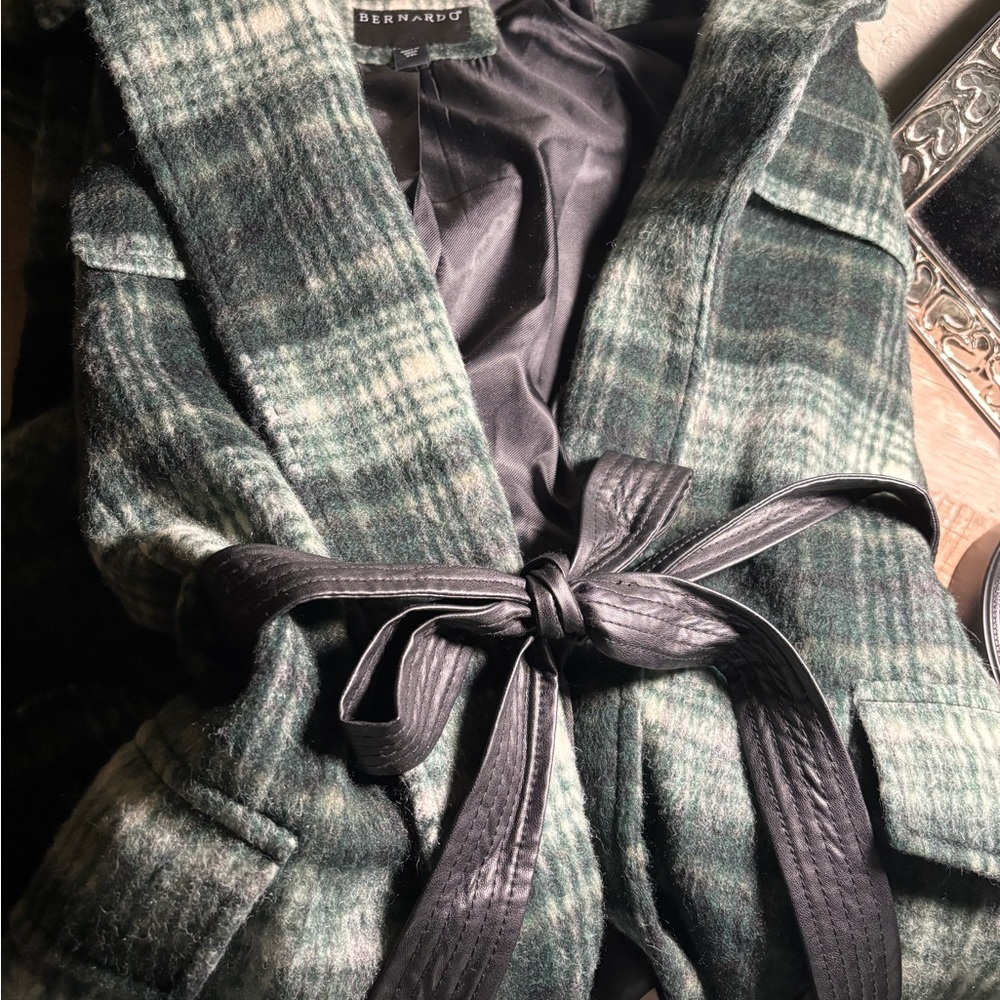 Bernardo Women's Green Plaid Coat